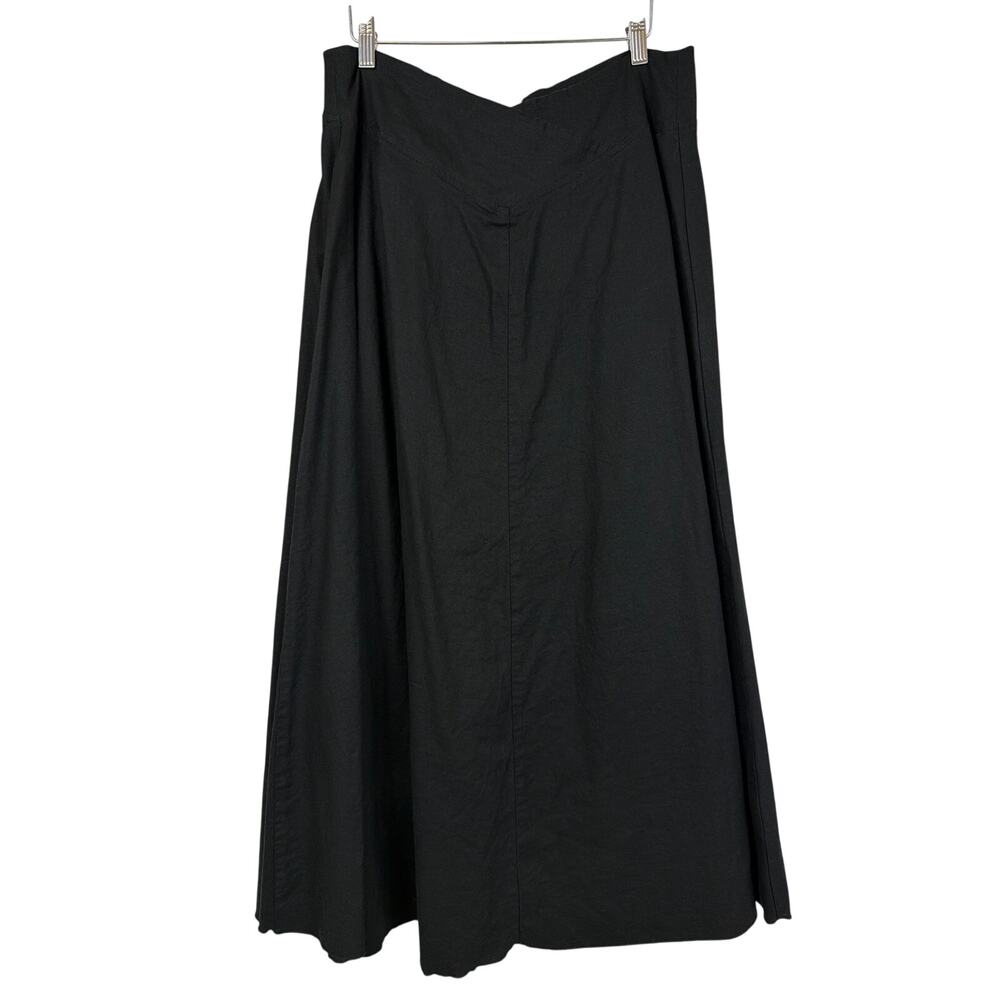 Cynthia Ashby Black Linen Blend Crisscross Maxi Skirt Size M Made in USA